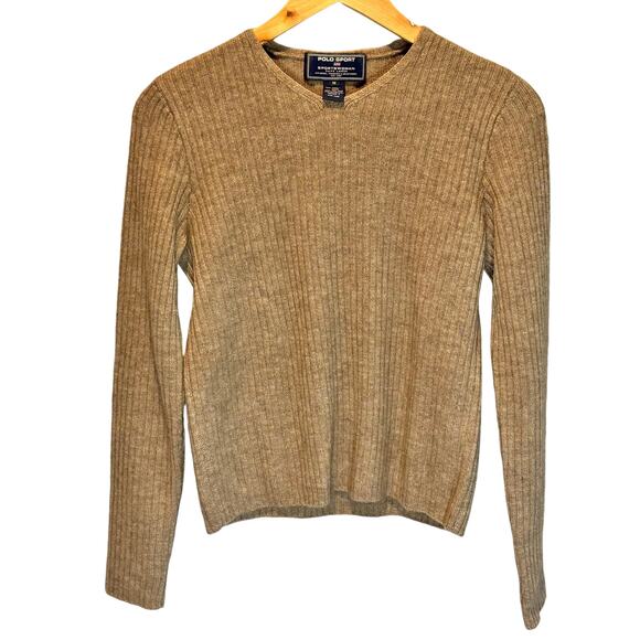 Vintage Polo Sport Brown Ribbed Wool Blend Sweater - size Medium - Picture 1 of 4